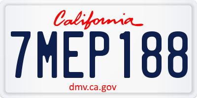 CA license plate 7MEP188