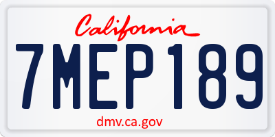 CA license plate 7MEP189