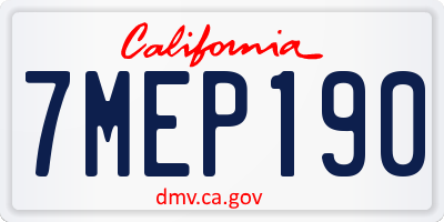 CA license plate 7MEP190