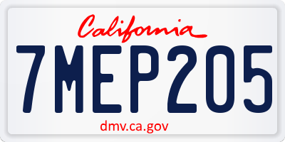 CA license plate 7MEP205