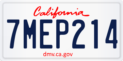 CA license plate 7MEP214