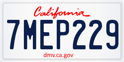 CA license plate 7MEP229