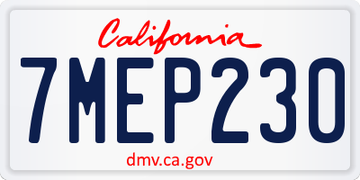 CA license plate 7MEP230