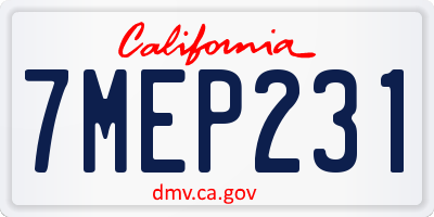 CA license plate 7MEP231