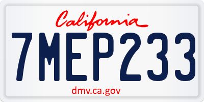 CA license plate 7MEP233