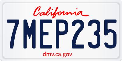CA license plate 7MEP235