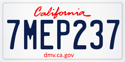 CA license plate 7MEP237