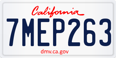 CA license plate 7MEP263