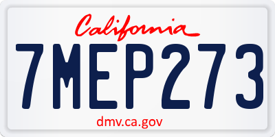 CA license plate 7MEP273