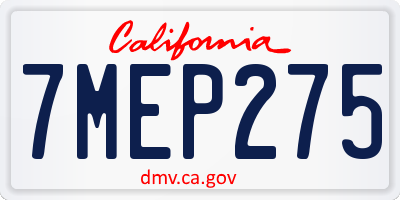 CA license plate 7MEP275