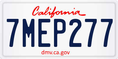 CA license plate 7MEP277