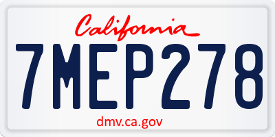 CA license plate 7MEP278