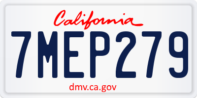 CA license plate 7MEP279