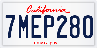 CA license plate 7MEP280