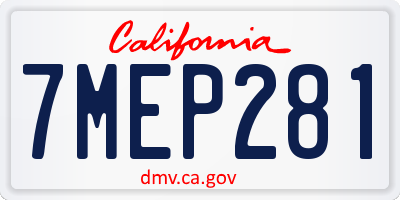 CA license plate 7MEP281