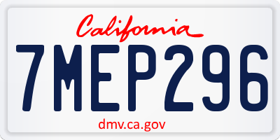 CA license plate 7MEP296