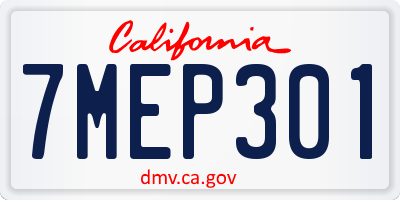 CA license plate 7MEP301