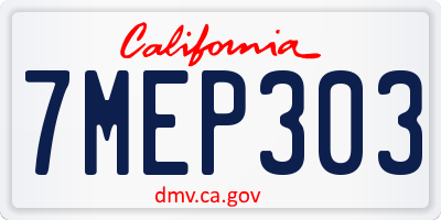 CA license plate 7MEP303