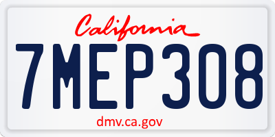 CA license plate 7MEP308