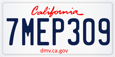 CA license plate 7MEP309