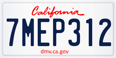 CA license plate 7MEP312