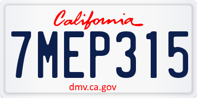 CA license plate 7MEP315