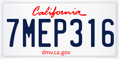 CA license plate 7MEP316