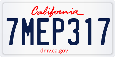 CA license plate 7MEP317