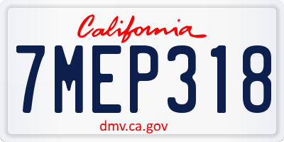 CA license plate 7MEP318