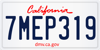 CA license plate 7MEP319