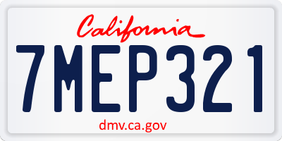 CA license plate 7MEP321