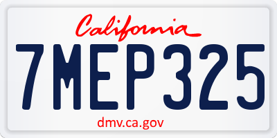 CA license plate 7MEP325