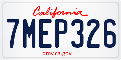 CA license plate 7MEP326