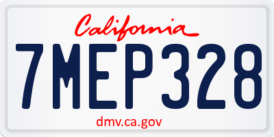 CA license plate 7MEP328