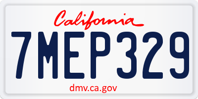 CA license plate 7MEP329