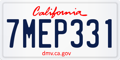 CA license plate 7MEP331