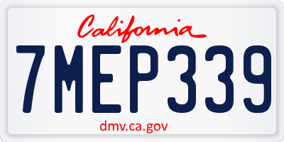 CA license plate 7MEP339