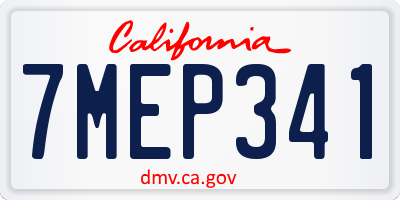 CA license plate 7MEP341