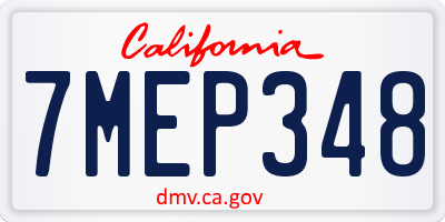 CA license plate 7MEP348