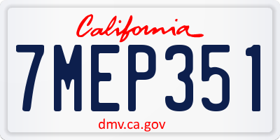 CA license plate 7MEP351