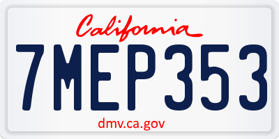 CA license plate 7MEP353