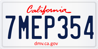 CA license plate 7MEP354