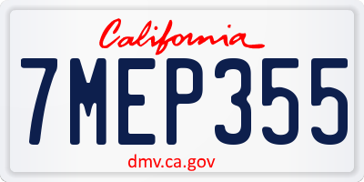 CA license plate 7MEP355