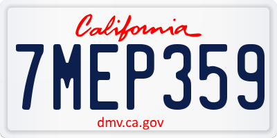 CA license plate 7MEP359