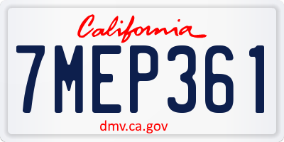 CA license plate 7MEP361