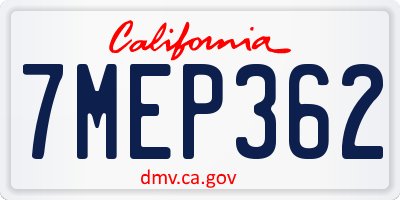 CA license plate 7MEP362