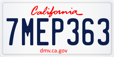 CA license plate 7MEP363