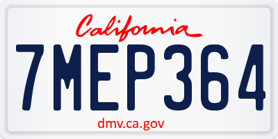 CA license plate 7MEP364