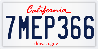 CA license plate 7MEP366