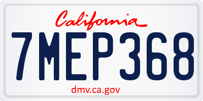 CA license plate 7MEP368